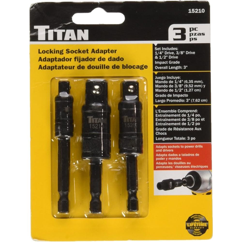 Titan Tools 15210 Jeu d'adaptateurs de douille verrouillable de 3 po - 3 pièces