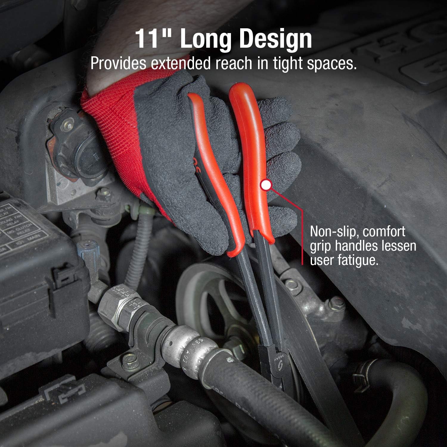 Sunex Tools 3600V 11" Long Reach Straight Pliers Set, 90° Bent Nose Pliers, 45° Bent Nose Pliers, 20° Bent Nose Pliers, 4Piece