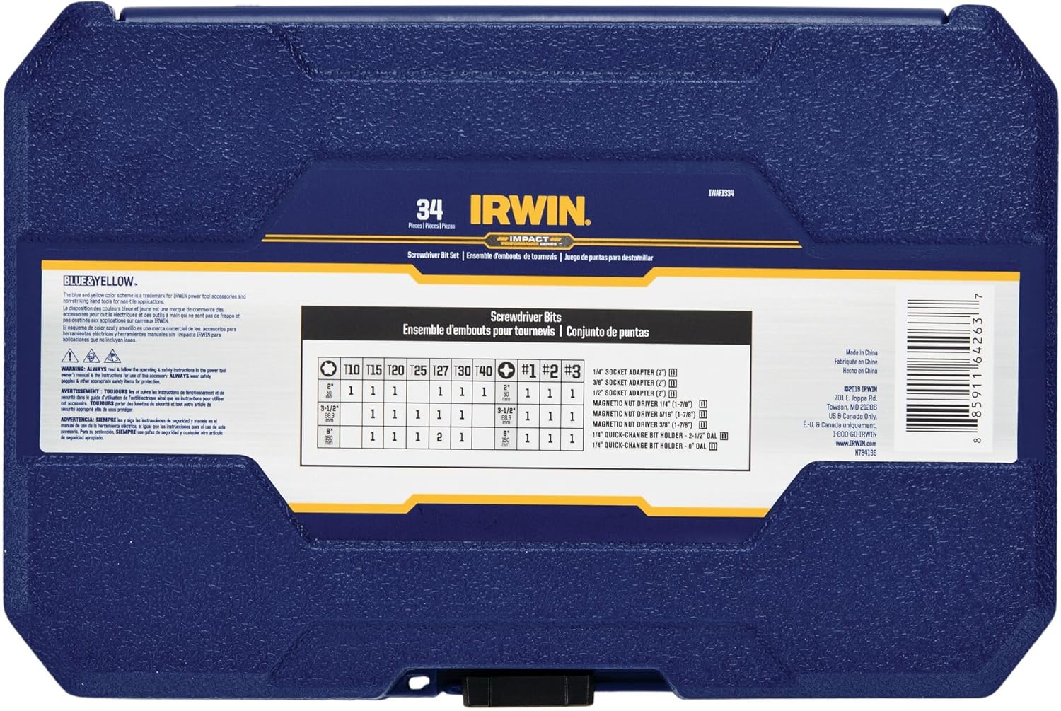 Irwin Tools Tools IWAF1334 Impact 34-Piece Impact Driver Bit Set