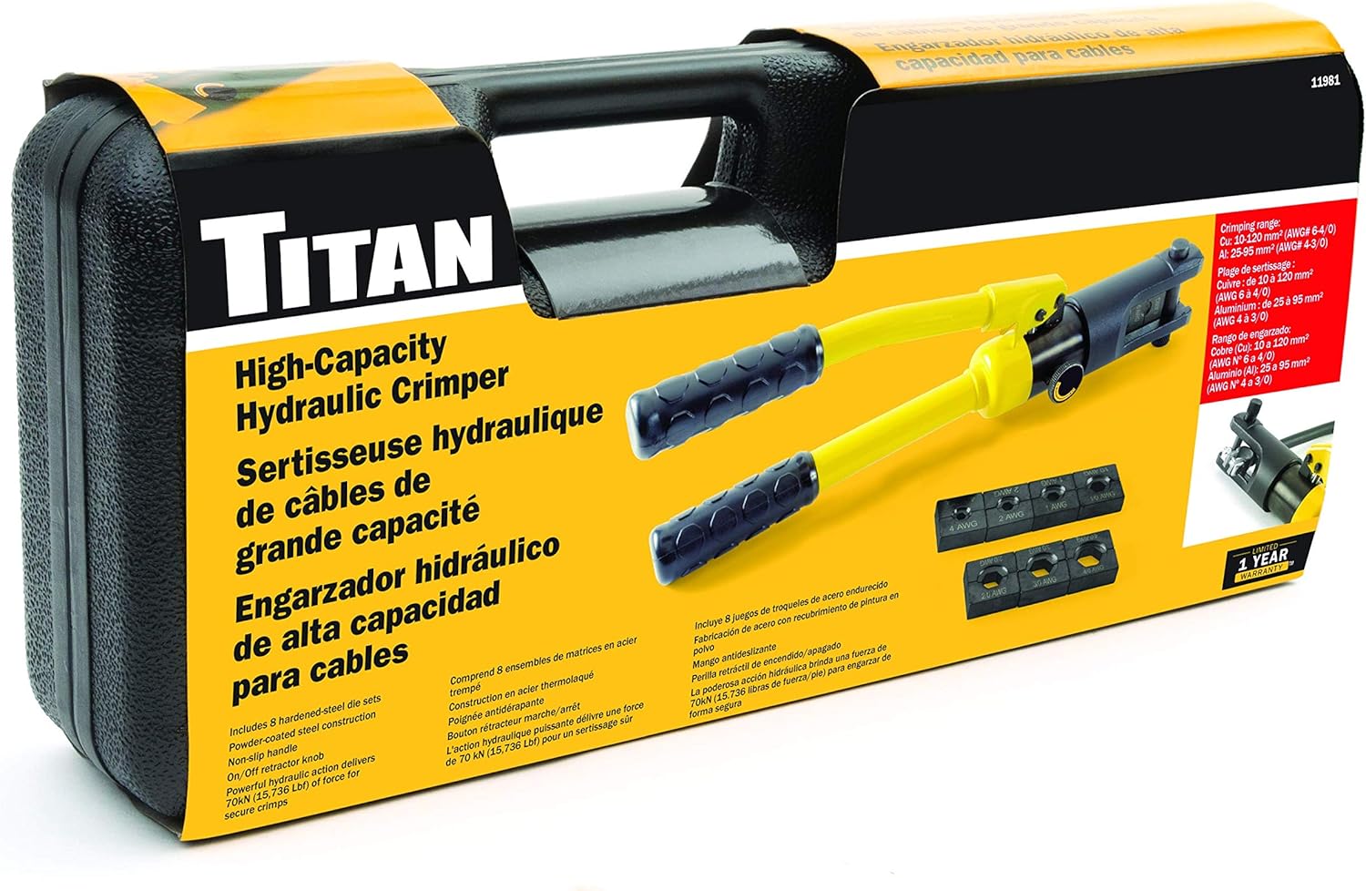 Titan Tools 11981 Pince à sertir hydraulique haute capacité