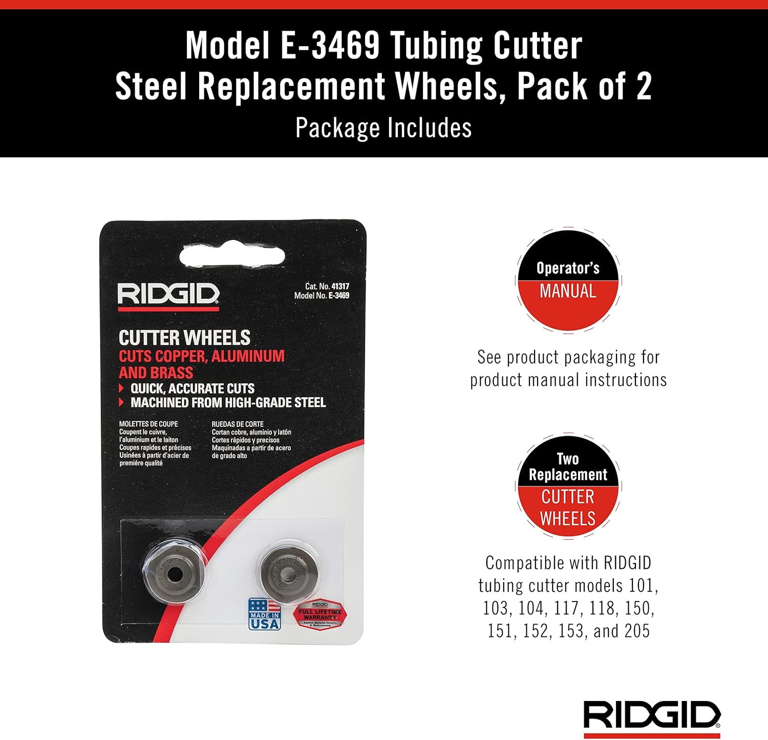 Ridgid 41317 WHEEL, CUTTER E3469 BLISTER PK