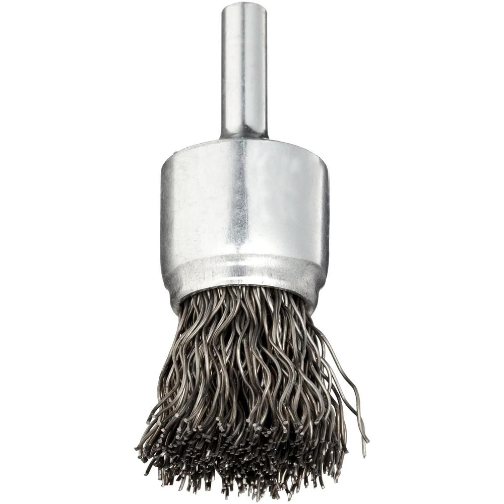 Weiler 10008 Taille du fil 0,020". Diamètre 3/4". Poils en acier. Fin solide. Brosse à fils sertis montée sur tige