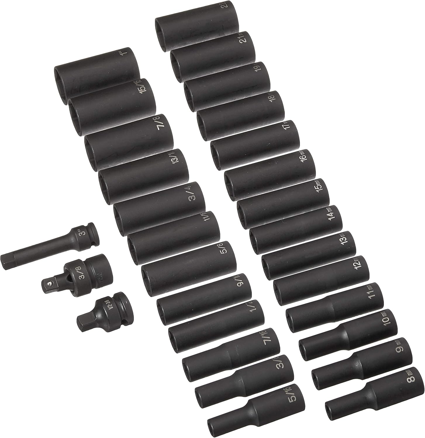Grey Pneumatique 1229DM Entraînement 3/8" Ensemble de 29 pièces SAE/métrique profond