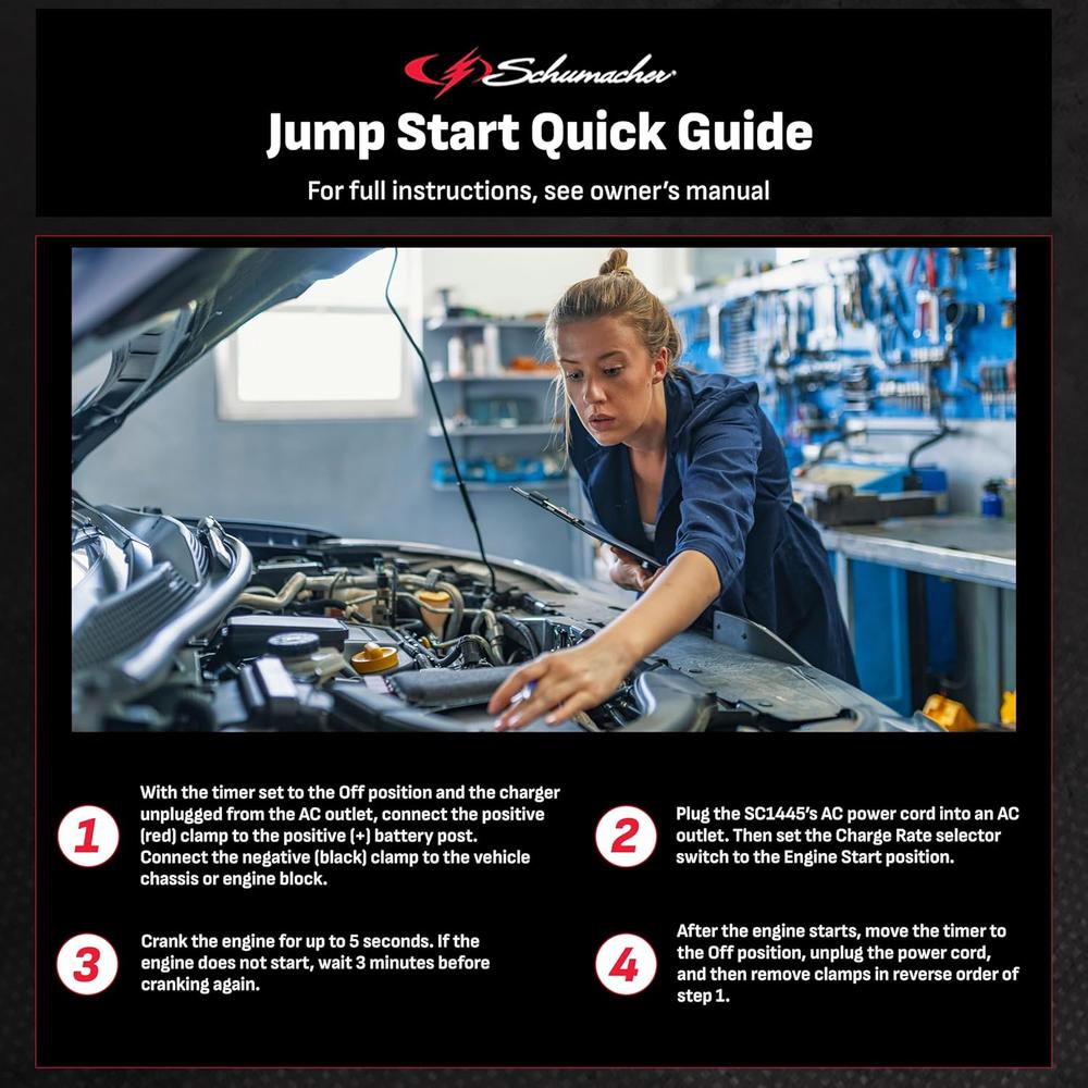 Schumacher Electric SC1445 6V/12V 250A CHARGEUR DE BATTERIE MANUEL/DÉMARREUR DE MOTEUR