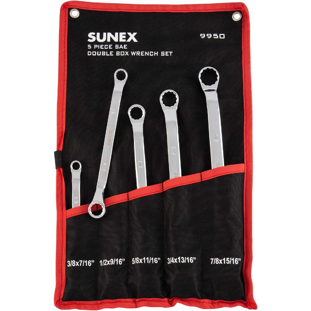 Sunex Tools 9950 5PC FULL POLISH SAE DOUBLE BOX WRENCH SET