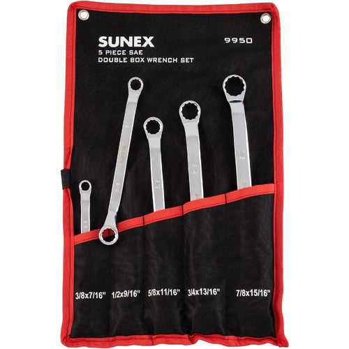 Sunex Tools 9950 5PC FULL POLISH SAE DOUBLE BOX WRENCH SET