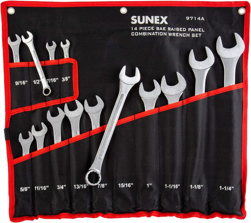 Sunex Tools 9714A Jeu de clés mixtes à panneau surélevé SAE