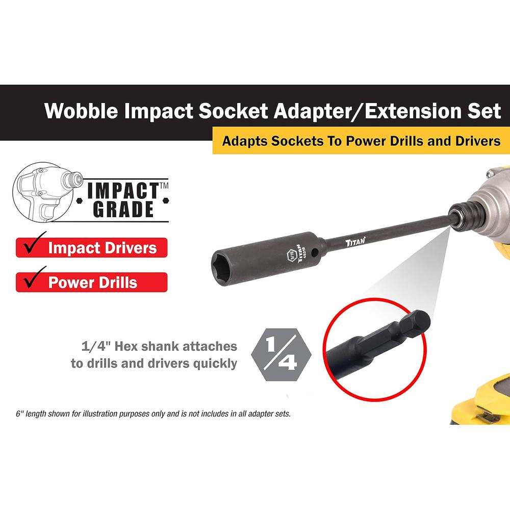 Titan Tools 49003 3 Pc. 2-3/4 In. Impact Wobble Socket Adapter