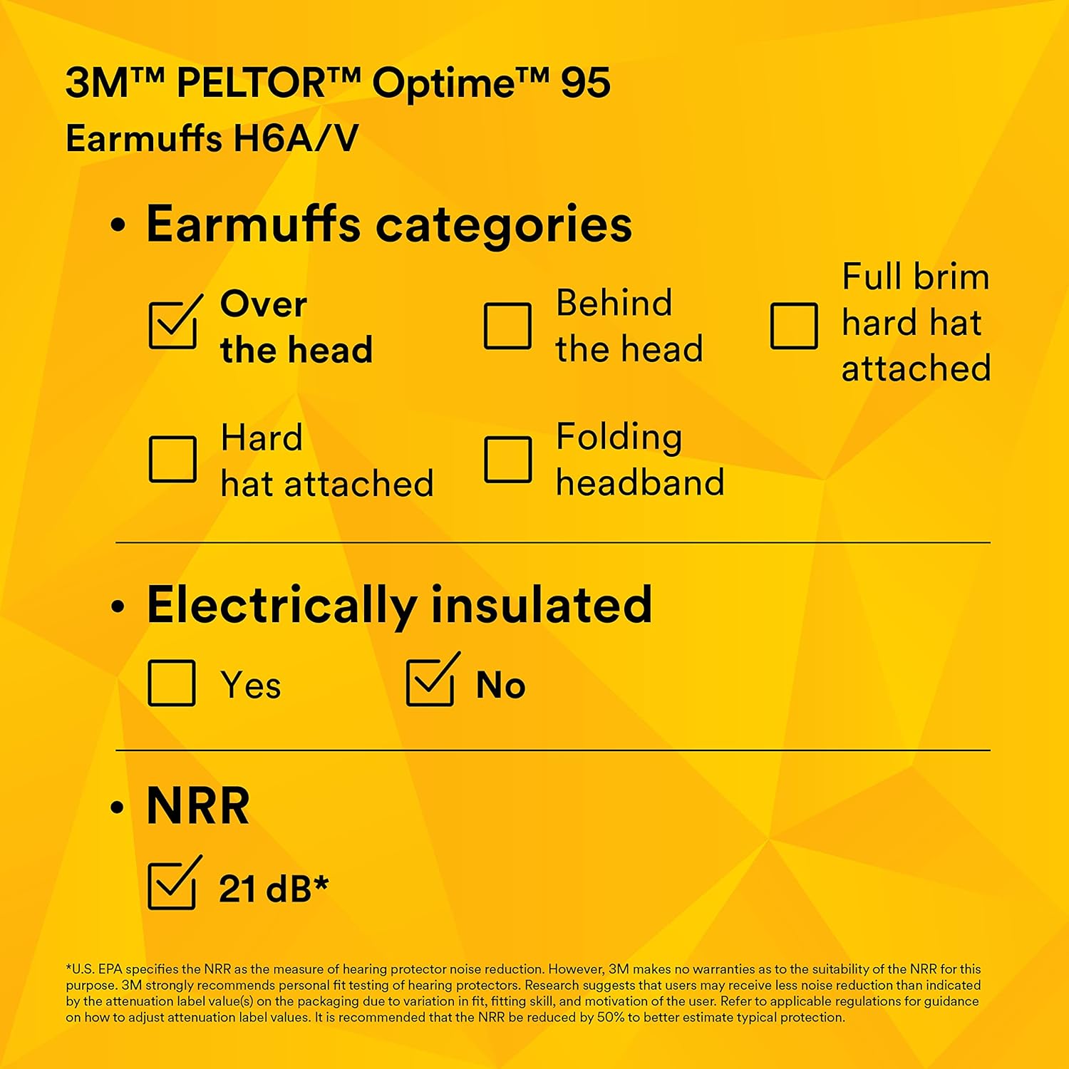 3M H6A PELTOR Optime 95 Cache-oreilles sur la tête