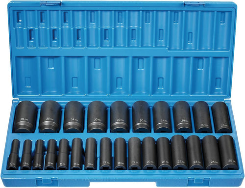 Grey Pneumatic 1726MD 1/2" Dr. 26 Pc. Deep Length Metric Set - 12 Point