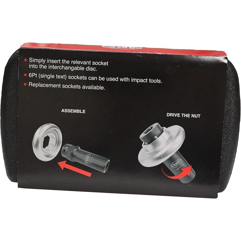 AME International 68000 Socket Bro Lot de 4 pièces comprenant des douilles 17 mm, 19 mm, 21 mm et un disque