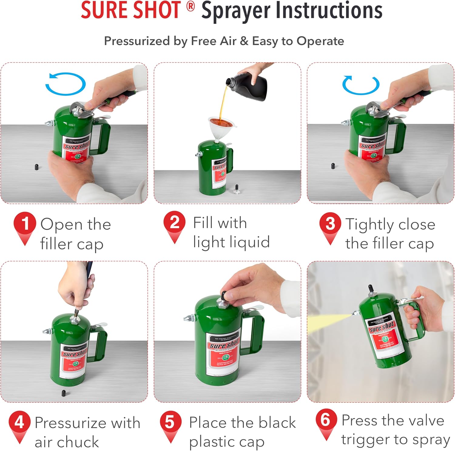 Sure Shot A1000G 32 OZ. PULVÉRISATEUR EN ACIER INDUSTRIEL (VERT)