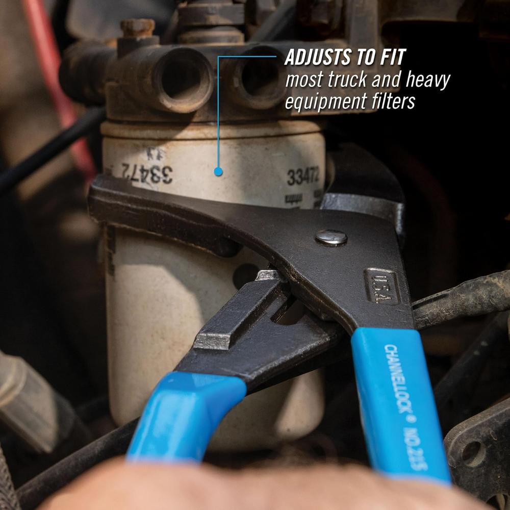 Channellock 215 15-Inch Oil Filter & PVC Pliers | Ideal for Engine Filters, Conduit, and Fittings | Forged from High Carbon Steel | Made in the USA