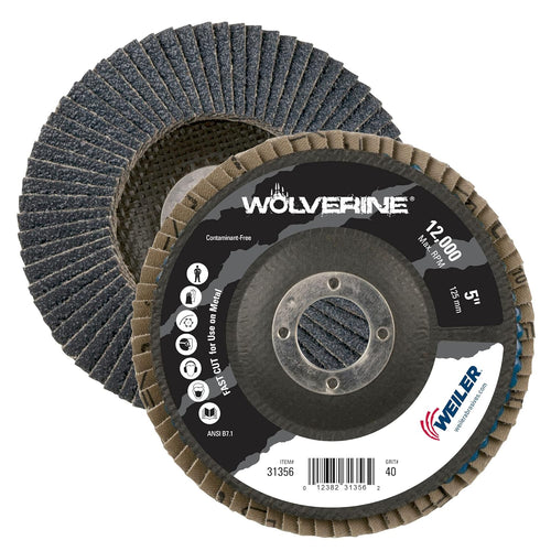 Weiler 31356 Vortec Pro 31356 Zirconia Alumina Type 29 Flap Disc. 5". 40 Grit. 7/8". 12000 rpm (Pack of 10)