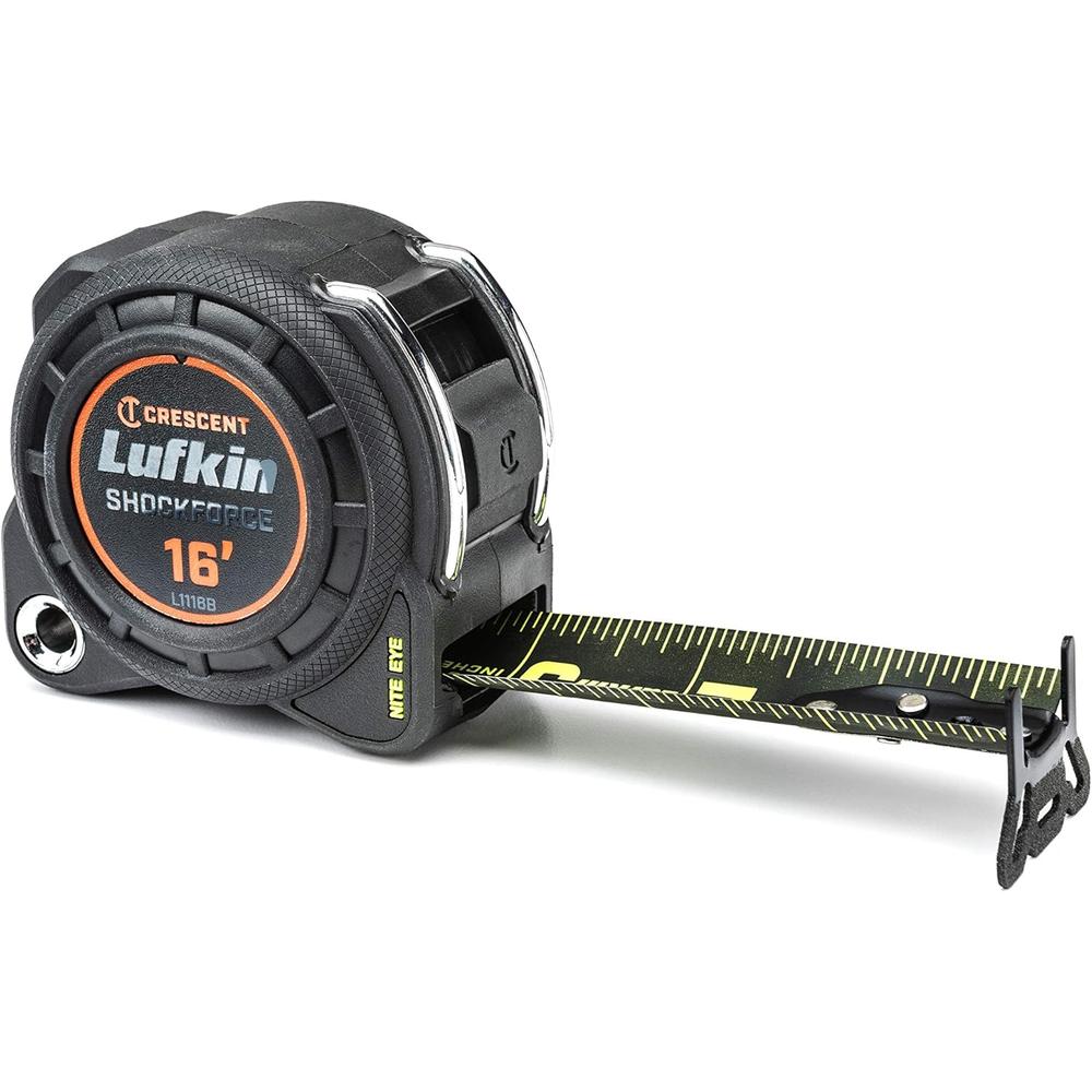 Crescent Lufkin L1116B NITE EYE TAPE,16'X1-3/16",BLACK BLADE