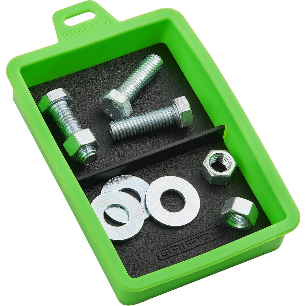 Gripty MT206 SILICONE DIVIDED MAGNETIC PARTS TRAY, SET OF 3, INCLUDES (2) GREEN & (1) RED, 5" X 3.5" X 1"