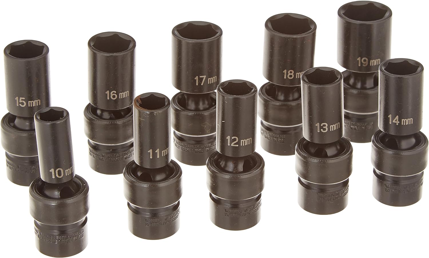 Grey Pneumatic 1210UMSD 3/8" Drive 10 Piece Semi-Deep Metric Universal Set