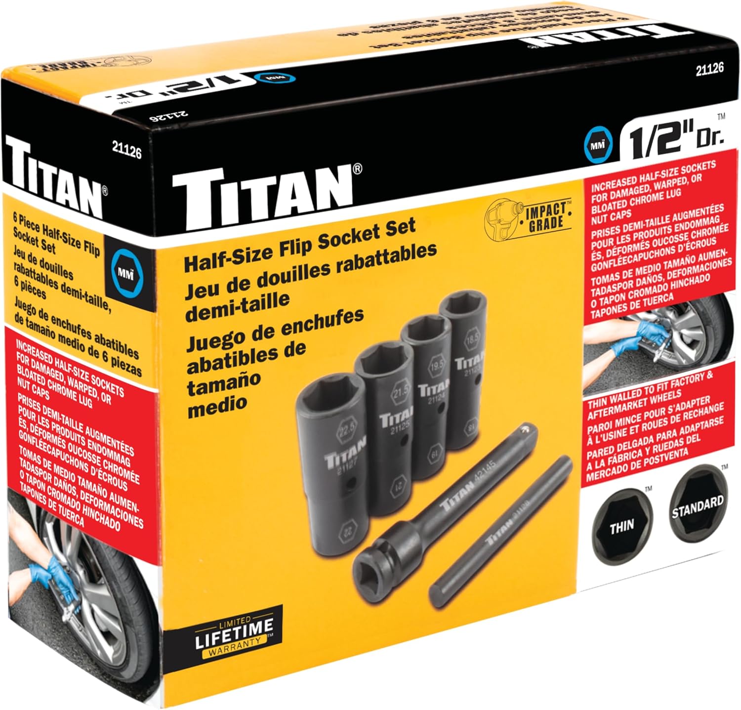 Titan Tools 21126 Half-Size Flip Socket Set product box