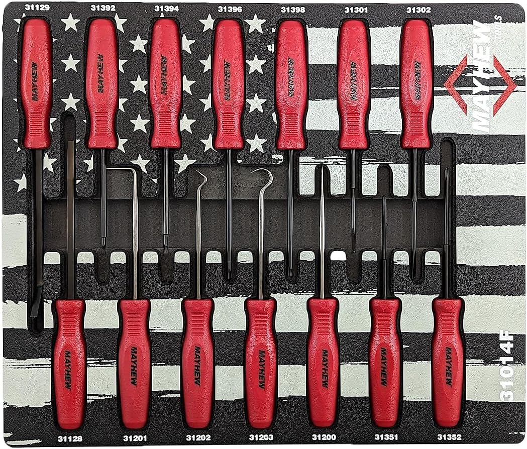 Mayhew Tools 31014F 14-Pc Mini Hand Tool Set (Hook, Pics, Pry Bars, Slotted, Phillips & Torx Screwdrivers)