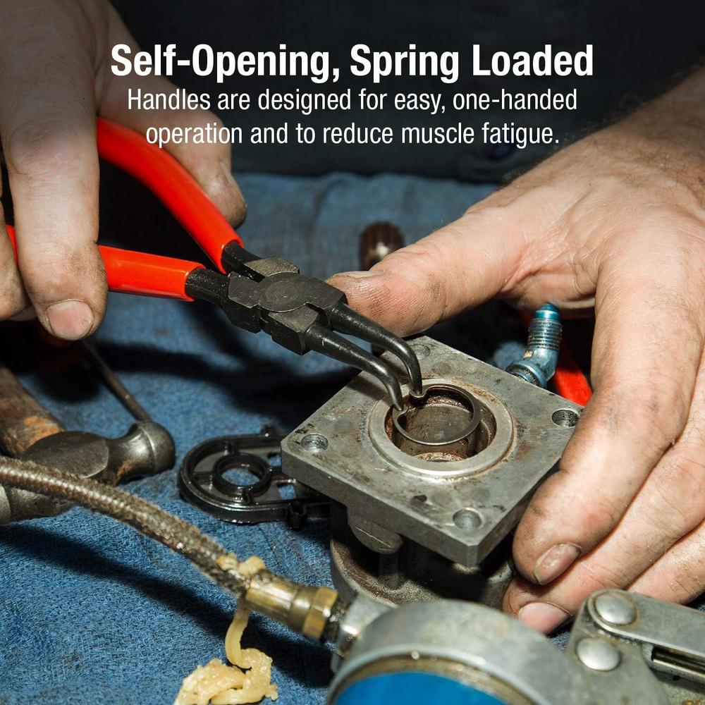 Sunex Tools 3614V Snap Ring Pliers Set, 7" Internal Use Straight Nose Pliers, 7" Internal Use Bent Nose Pliers, 7" External Use Straight Nose Pliers, 7" External Use Bent Nose Pliers, 4Piece