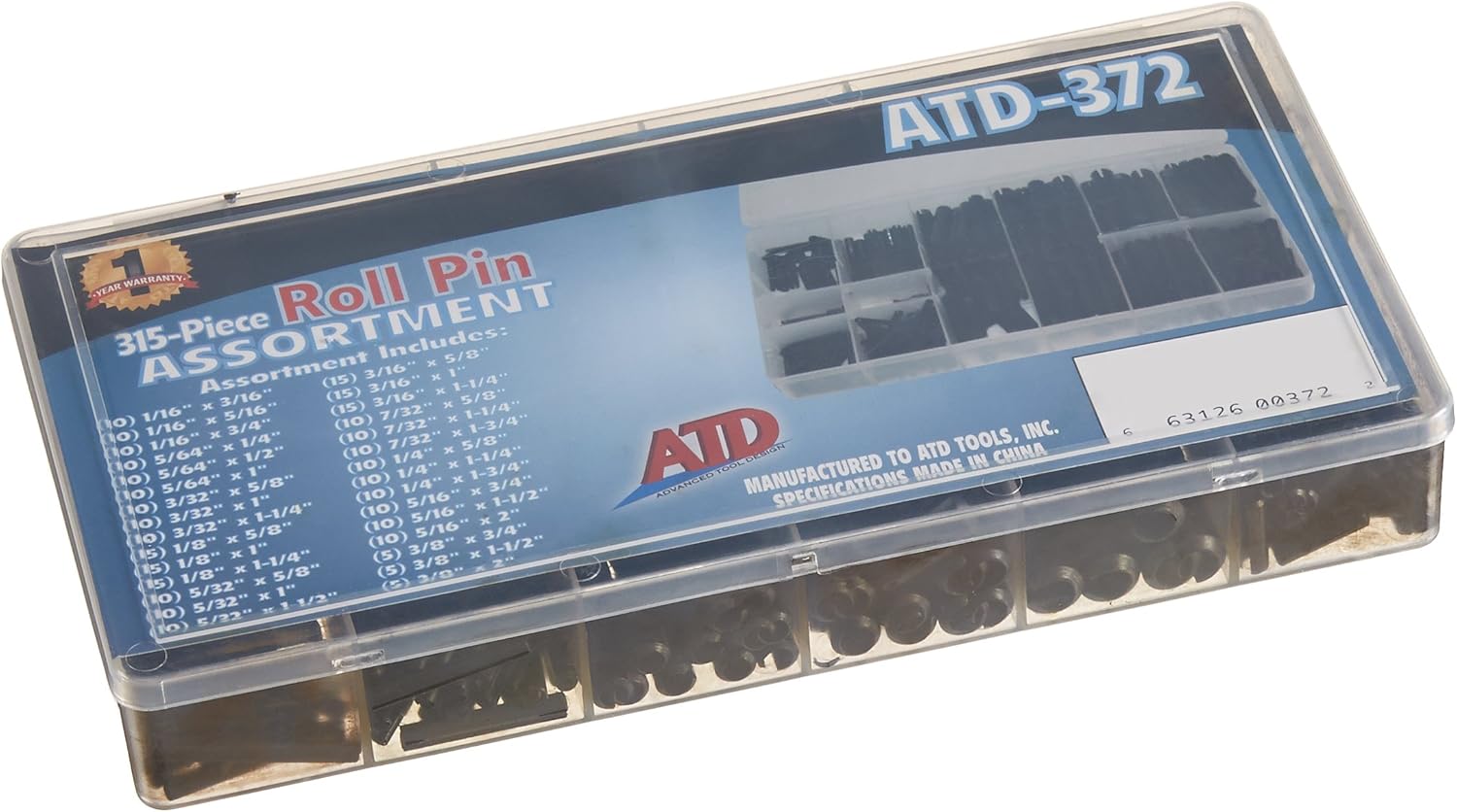 ATD Tools 372 315-Piece Roll-Pin Assortment