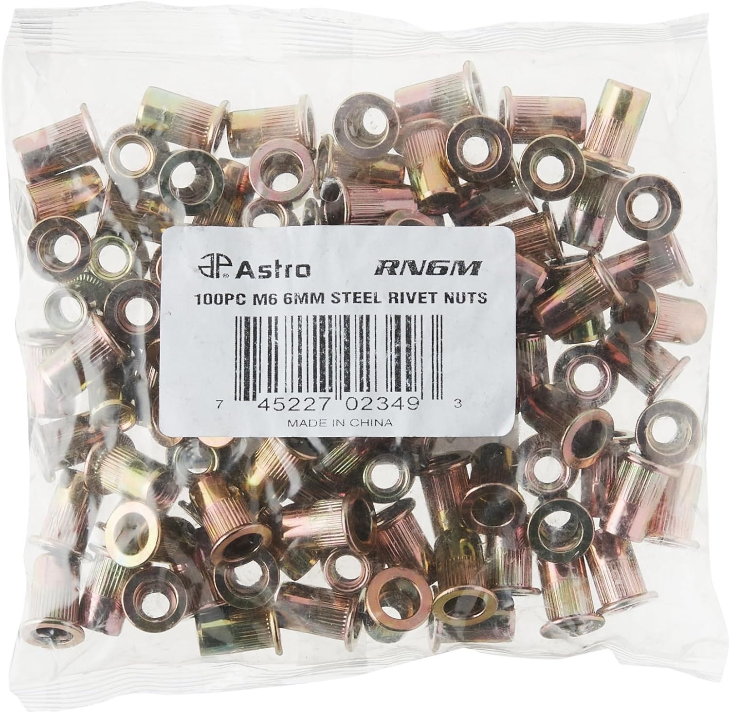Astro Pneumatic Tool RN6M 100 pieces M6 6mm Steel Rivet Nuts