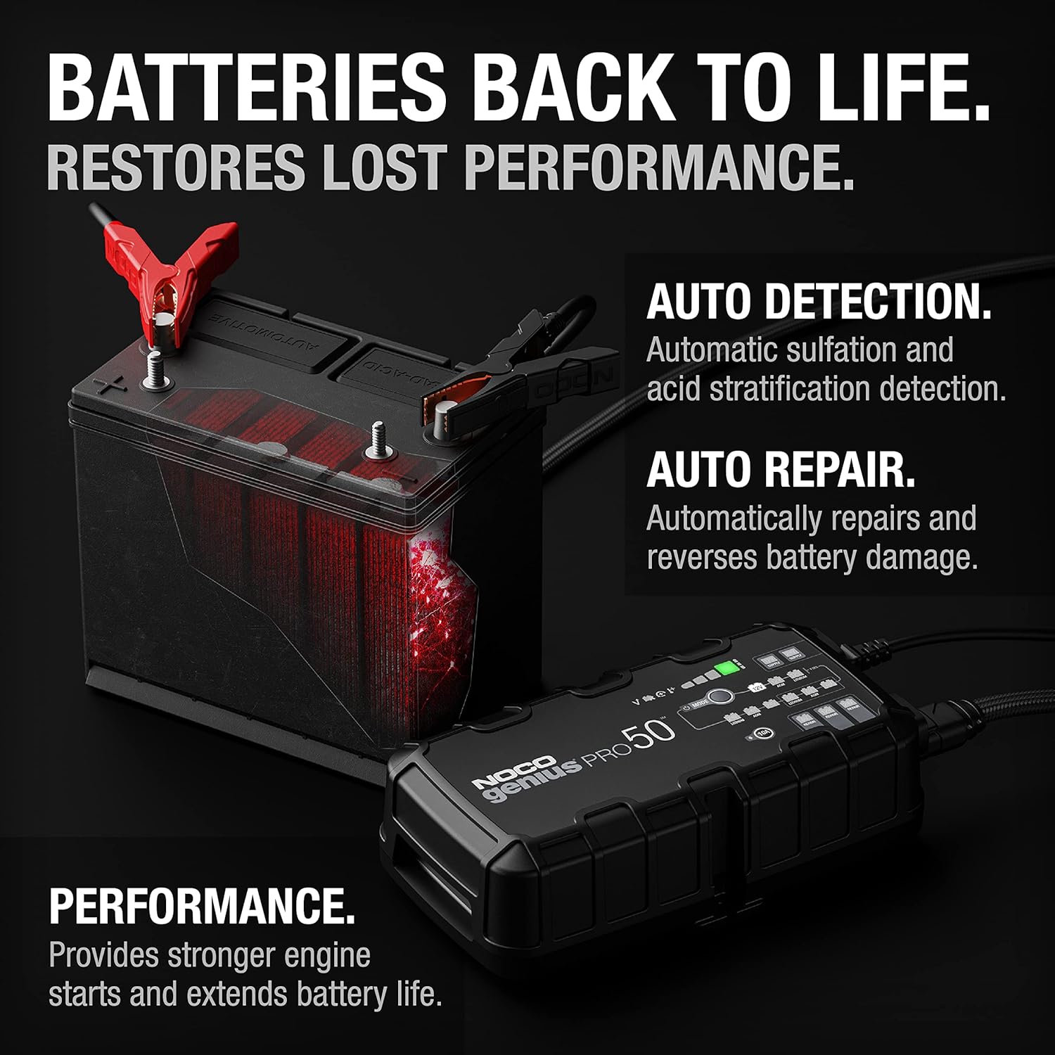 NOCO GENIUSPRO50 6V/12V/24V 50-Amp Smart Battery Charger