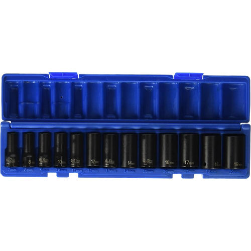 Grey Pneumatic 1203MSD 3/8" Drive 13 Piece Semi-Deep Metric Set - 12 Point
