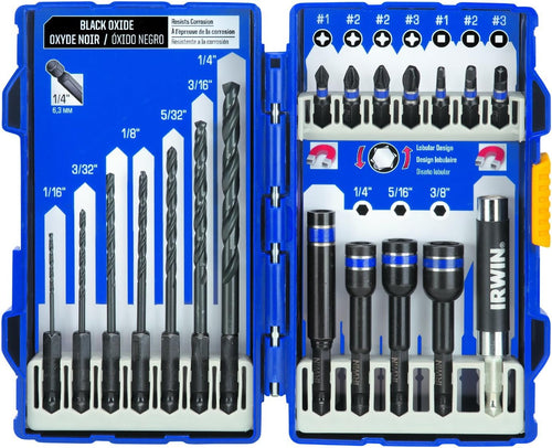 Irwin Tools 1840316 Ensemble de perceuse/entraînement à percussion 19 pièces