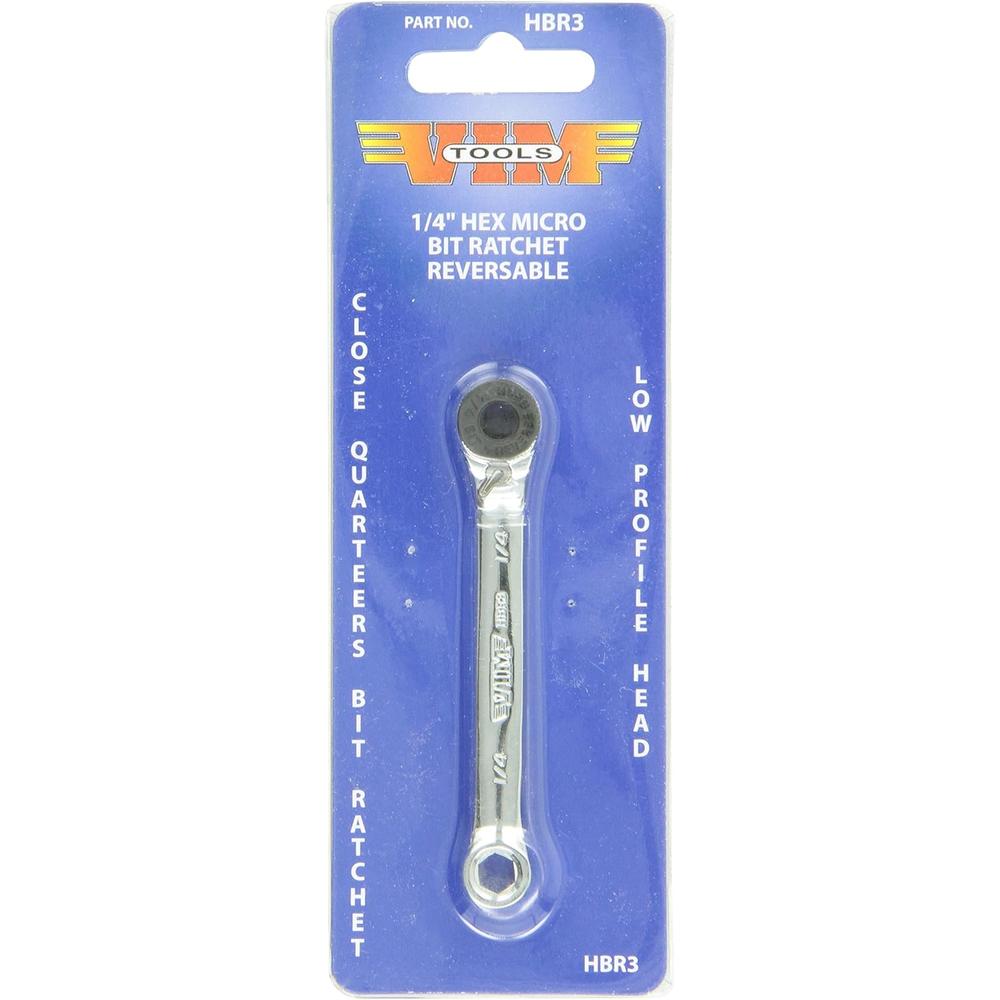 VIM Tools HBR3 Hex Bit Ratchet, 1/4" Hex Drive Both Ends