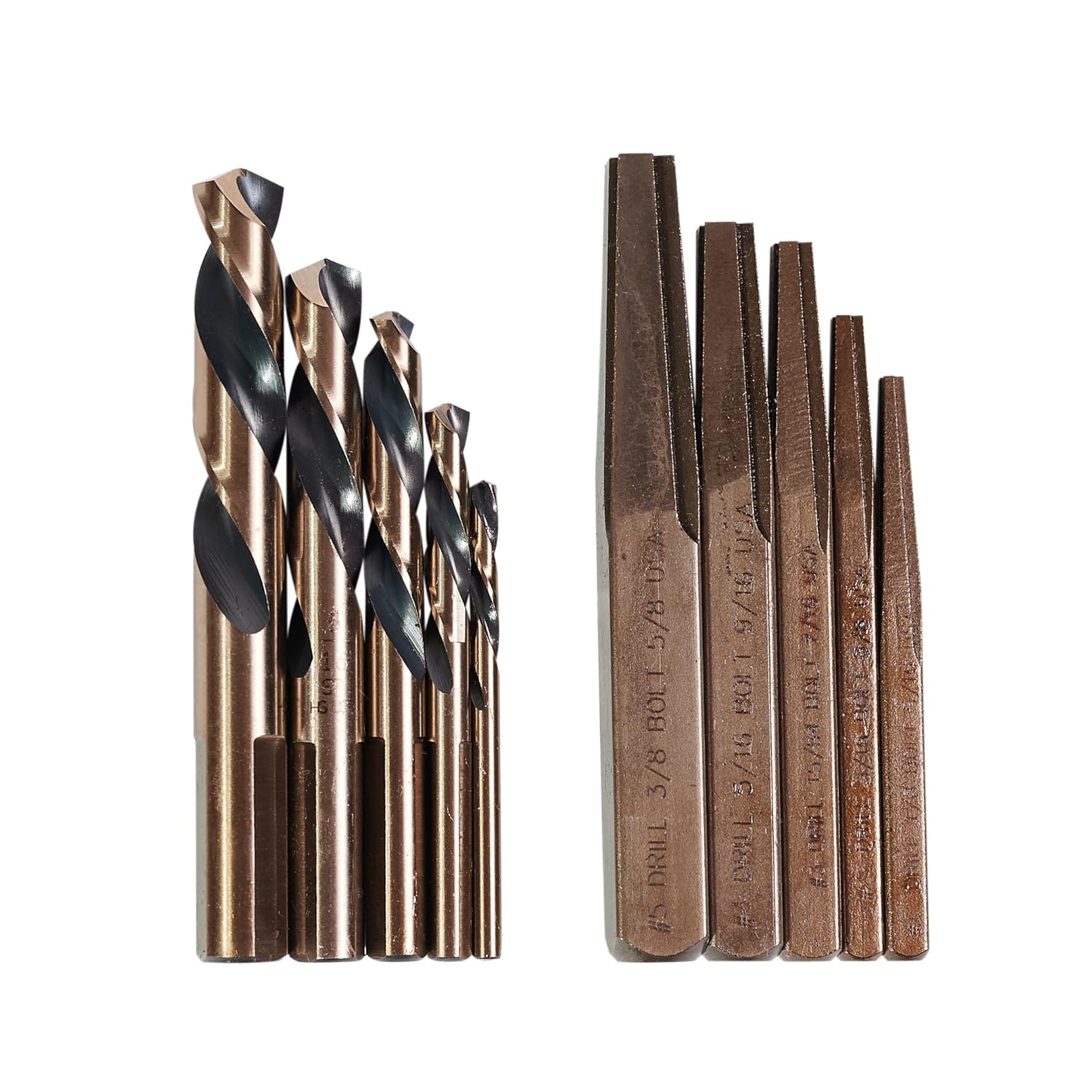 KnKut 10KK7-LHSQX 10-PC LEFT HAND SCREW MACHINE DRILL & SQUARE EXTRACTOR SET, 1/8"-3/8", SQE1-SQE5