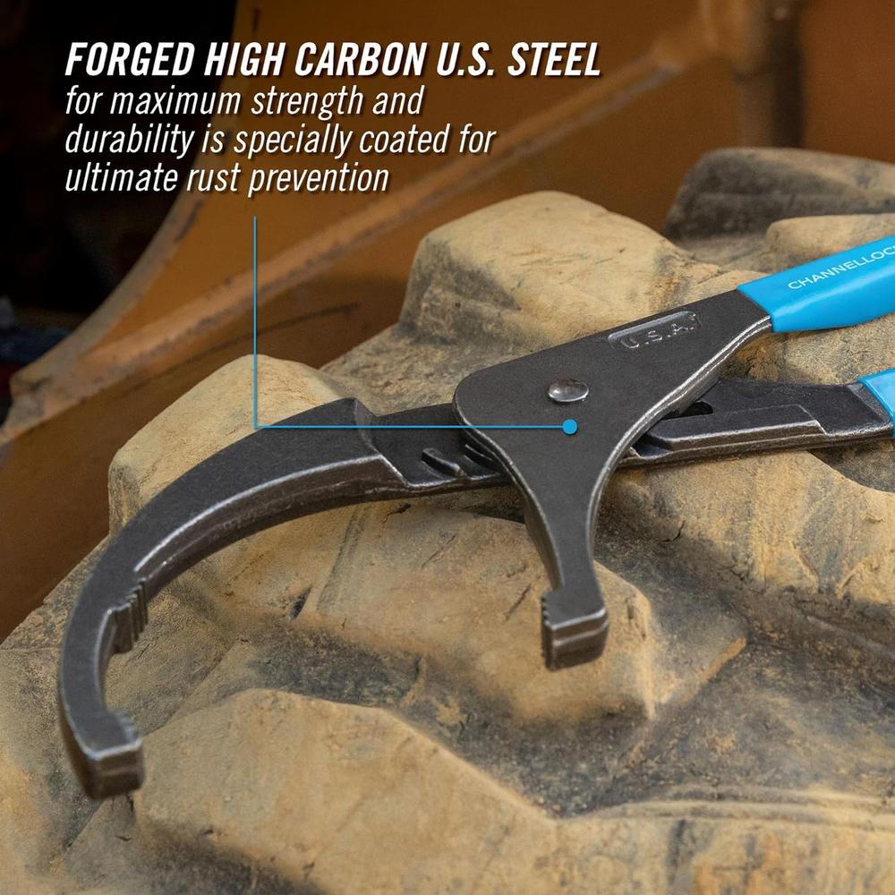 Channellock 215 15-Inch Oil Filter & PVC Pliers | Ideal for Engine Filters, Conduit, and Fittings | Forged from High Carbon Steel | Made in the USA