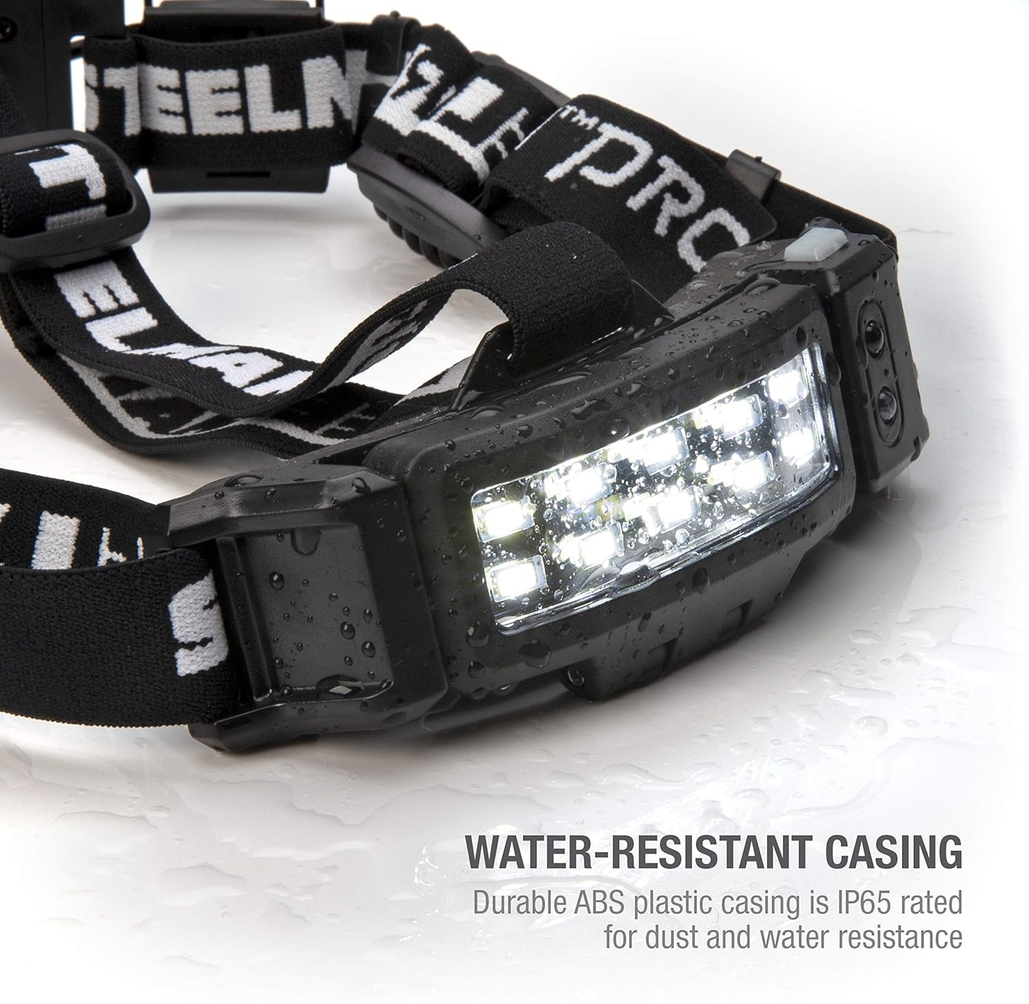 Steelman Pro 79052 Slim Profile LED 250-Lumen Motion Activated Headlamp With Rear Red Blinker, 3xAA Battery Powered