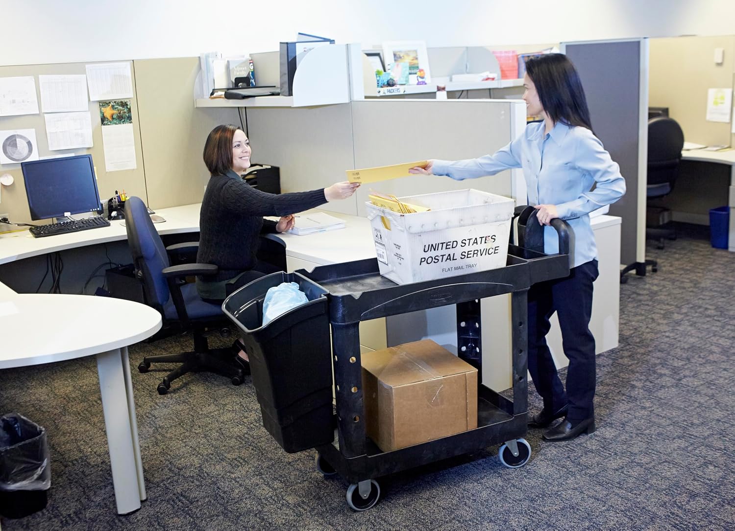 Rubbermaid Commercial Products RCPFG452088BLA Heavy-Duty Ergo Handle Utility Cart, Lipped Shelf, Medium, 500 lb Capacity - Black