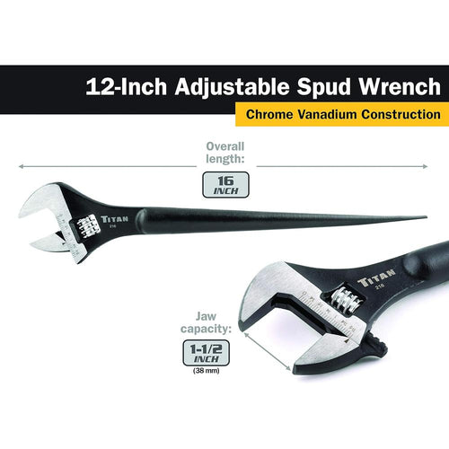 Titan Tools 216 Clé à molette de construction réglable de 12 po