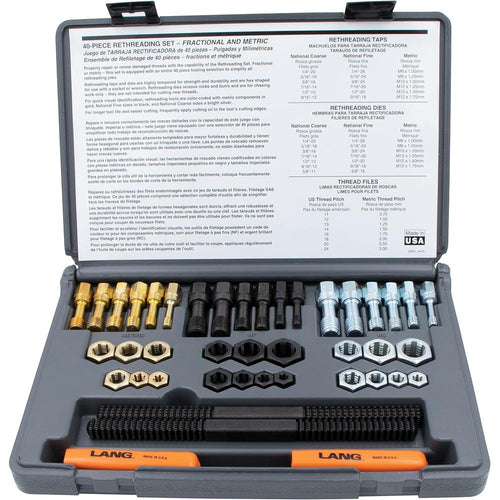 Lang  972 40 Piece Fractional and Metric Thread Restorer Kit