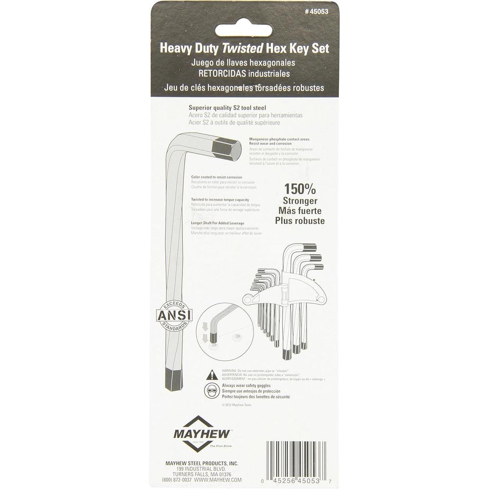 Mayhew Tools Select 45053 Jeu de 9 clés hexagonales torsadées métriques
