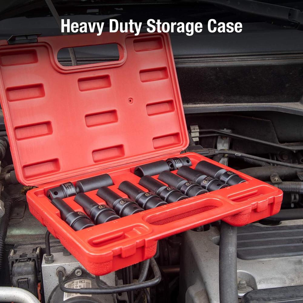 Sunex Tools 3660 3/8 in. Drive Deep Metric Universal Socket Impact Set, 10 pieces