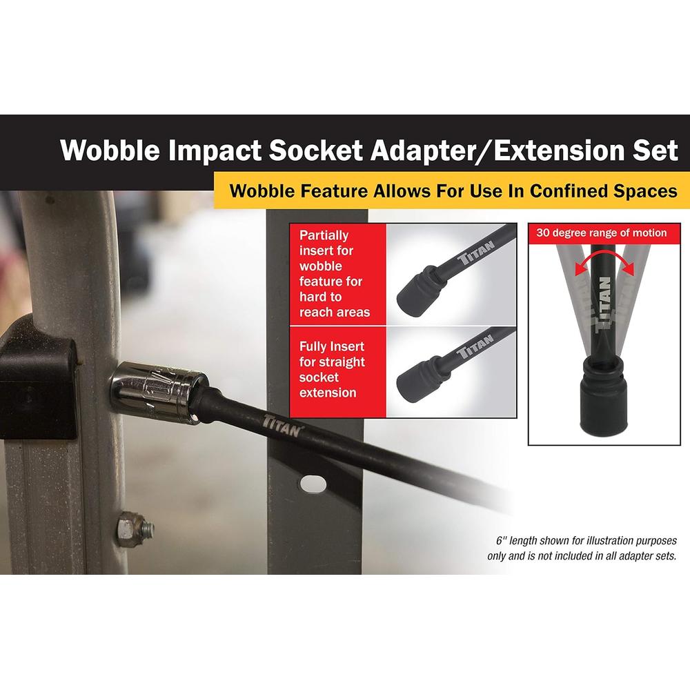 Titan Tools 49003 3 Pc. 2-3/4 In. Impact Wobble Socket Adapter
