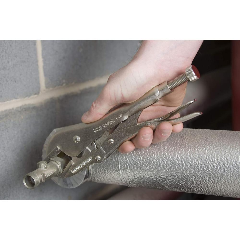 Eclipse E10R Straight Jaw Locking Pliers, Chrome Molybdenum Steel, 10" Size, 1-3/4" Jaw Capacity