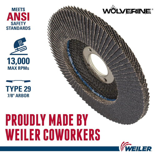 Weiler 804-31344 Disque abrasif Vortec 4-1-2 pouces Arbor 7-8 pouces (lot de 10)