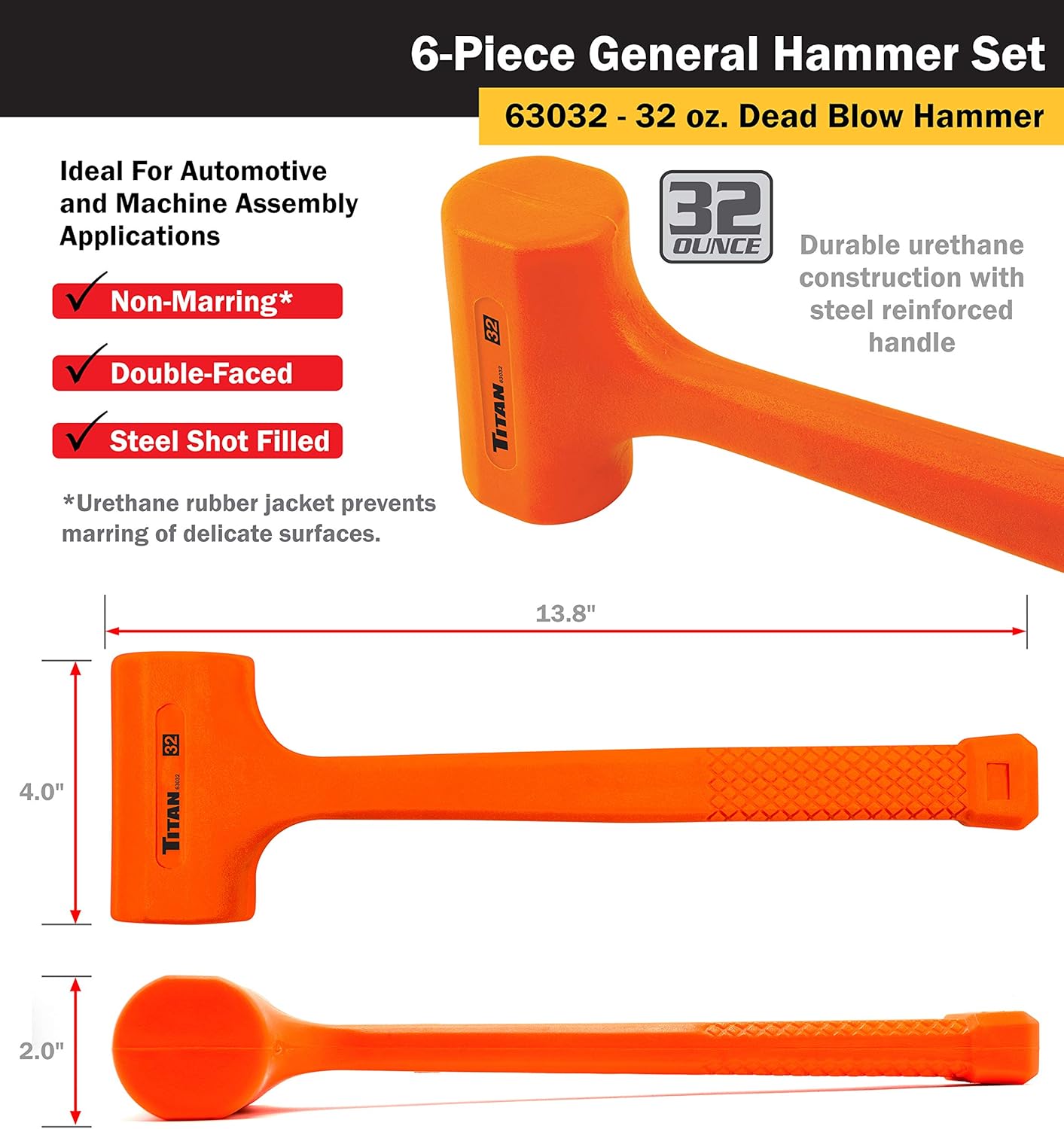 Titan Tools 63136 Jeu de 6 marteaux