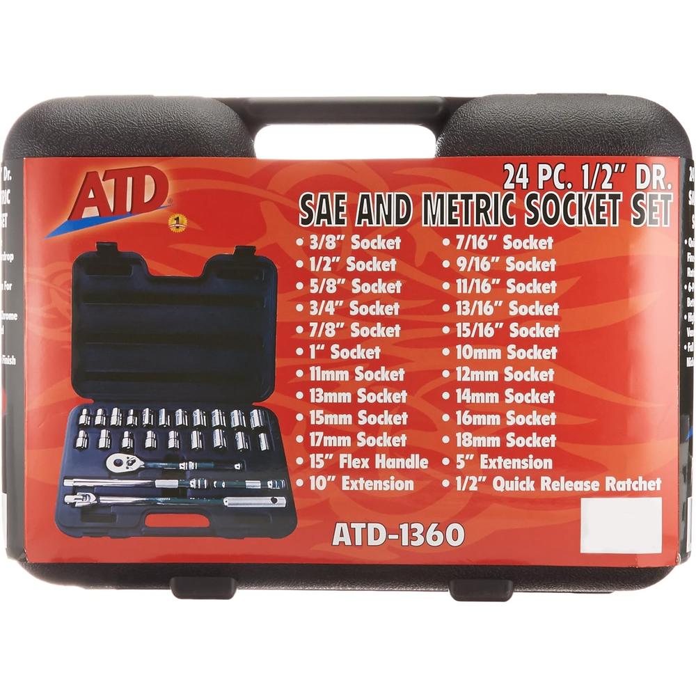 ATD Tools 1360 24pc 1/2" Dr Socket Set