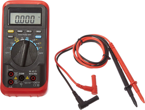 ATD Tools 5519 Auto-Ranging Digital Multimeter with Protective Holster and test leads, front view