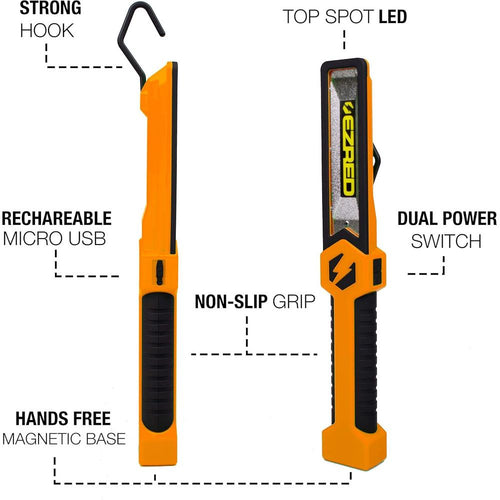 EZ Red XL5500-OR Lampe de travail rechargeable 500 lm, orange/noir