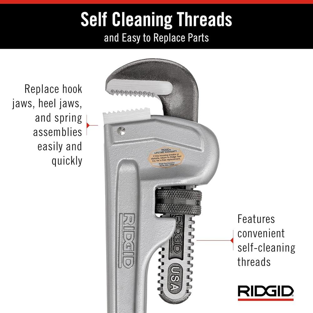 RIDGID 31095 Model 814 Aluminum Straight Pipe Wrench, 14-inch Plumbing Wrench