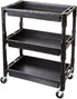 ATD Tools 7017 Heavy-Duty Black Plastic 3-Shelf Utility Cart with 4 swivel casters