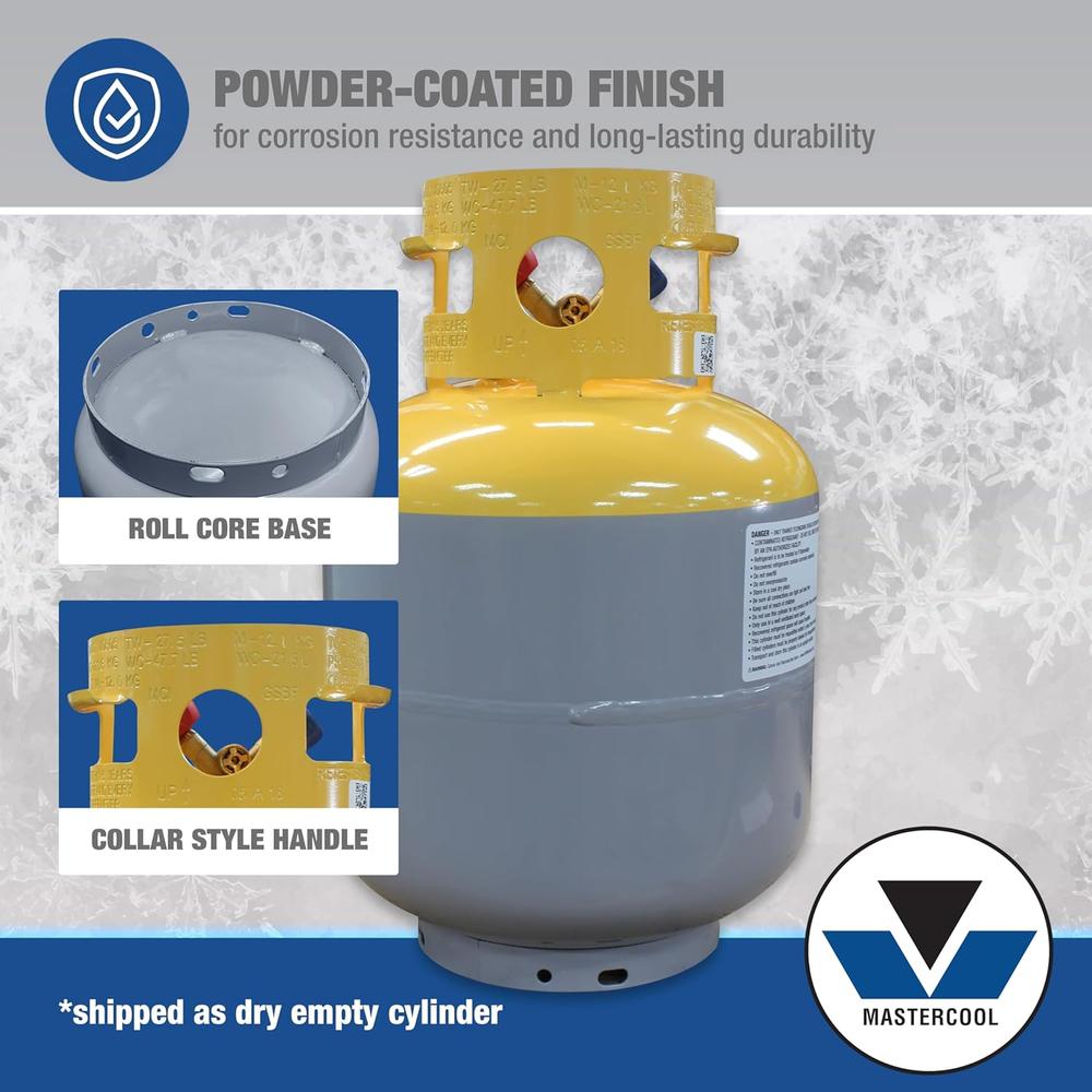 Mastercool 66011 50 livres. Réservoir d'alimentation DOT avec interrupteur à flotteur, 1/2" Acme