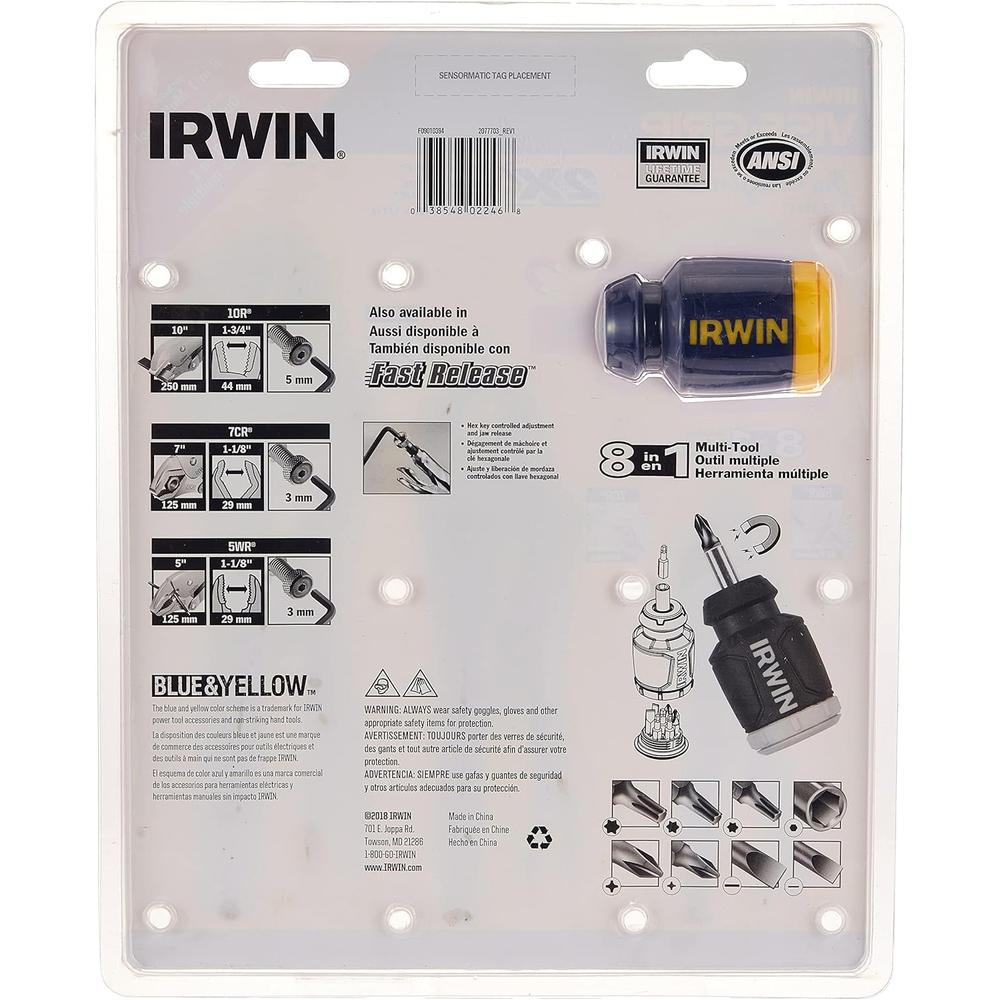 Jeu de pinces-étaux à dégagement rapide Vise-Grip d'Irwin Tools 2077703 avec outil multifonction 8 en 1 gratuit, 3 pièces