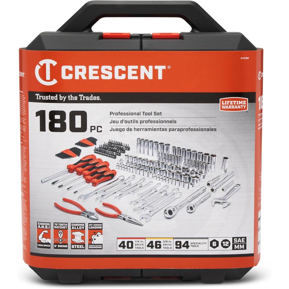 Crescent CTK180 ENSEMBLE D'OUTILS DE MÉCANICIEN, 180PC